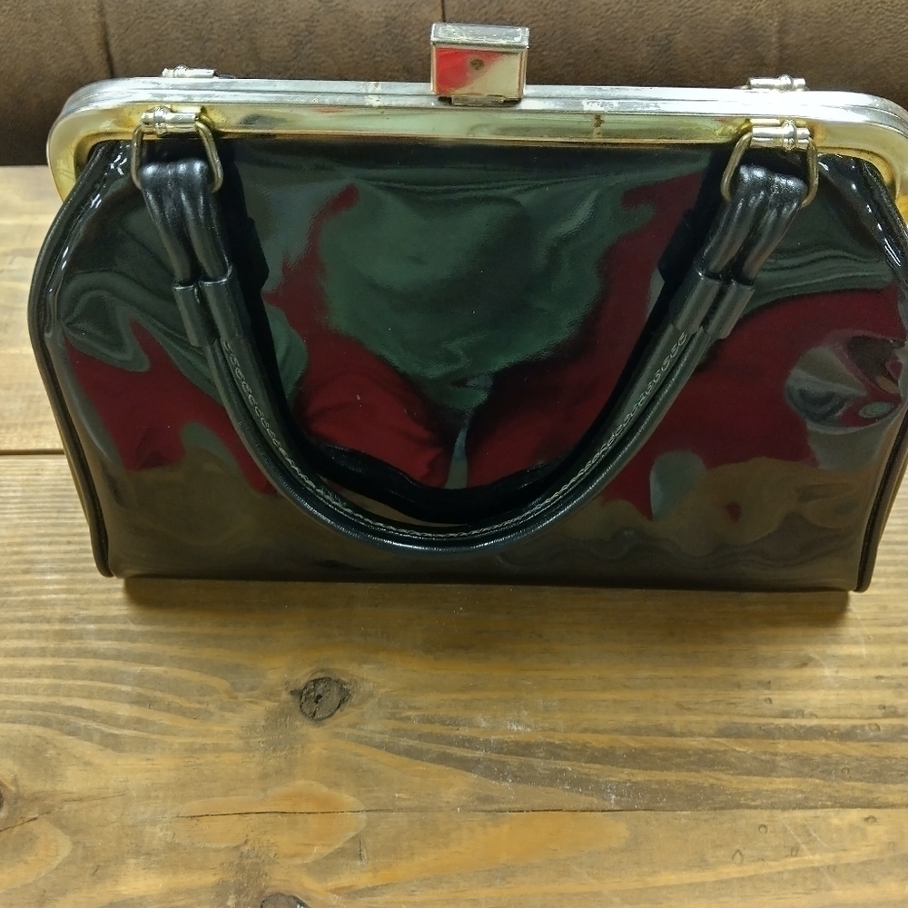 Women's Vintage Black Handbag Hand Bag Purse 1950s